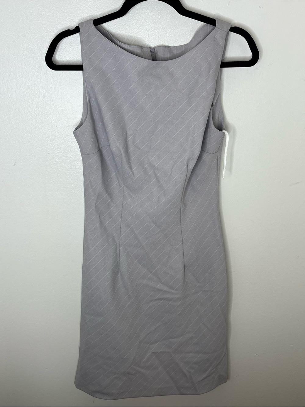 XOXO Light Gray Pinstriped Midi Sheath Dress